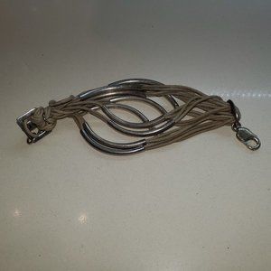 STERLING SILVER CORD TRIMMED BRACELET